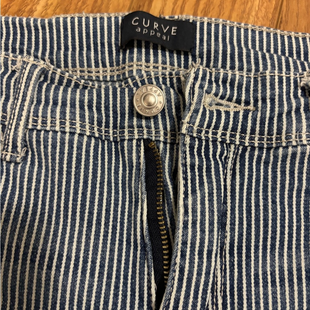 Curve Appeal Blue Striped Ankle Jeans